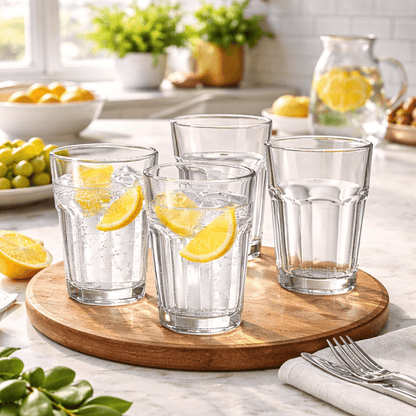 French Bistro Tempered Water Glass (All - Purpose Drinking Tumbler), 4 - Piece Set (Gift Box Collection) - HISTORY COMPANY
