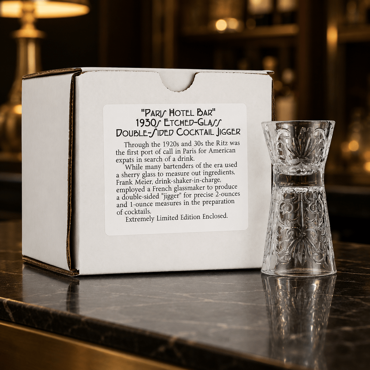 Handcrafted Crystal Double - Sided Jigger – 1930s "Paris Hotel Bar Design" (Gift Box Collection) - HISTORY COMPANY