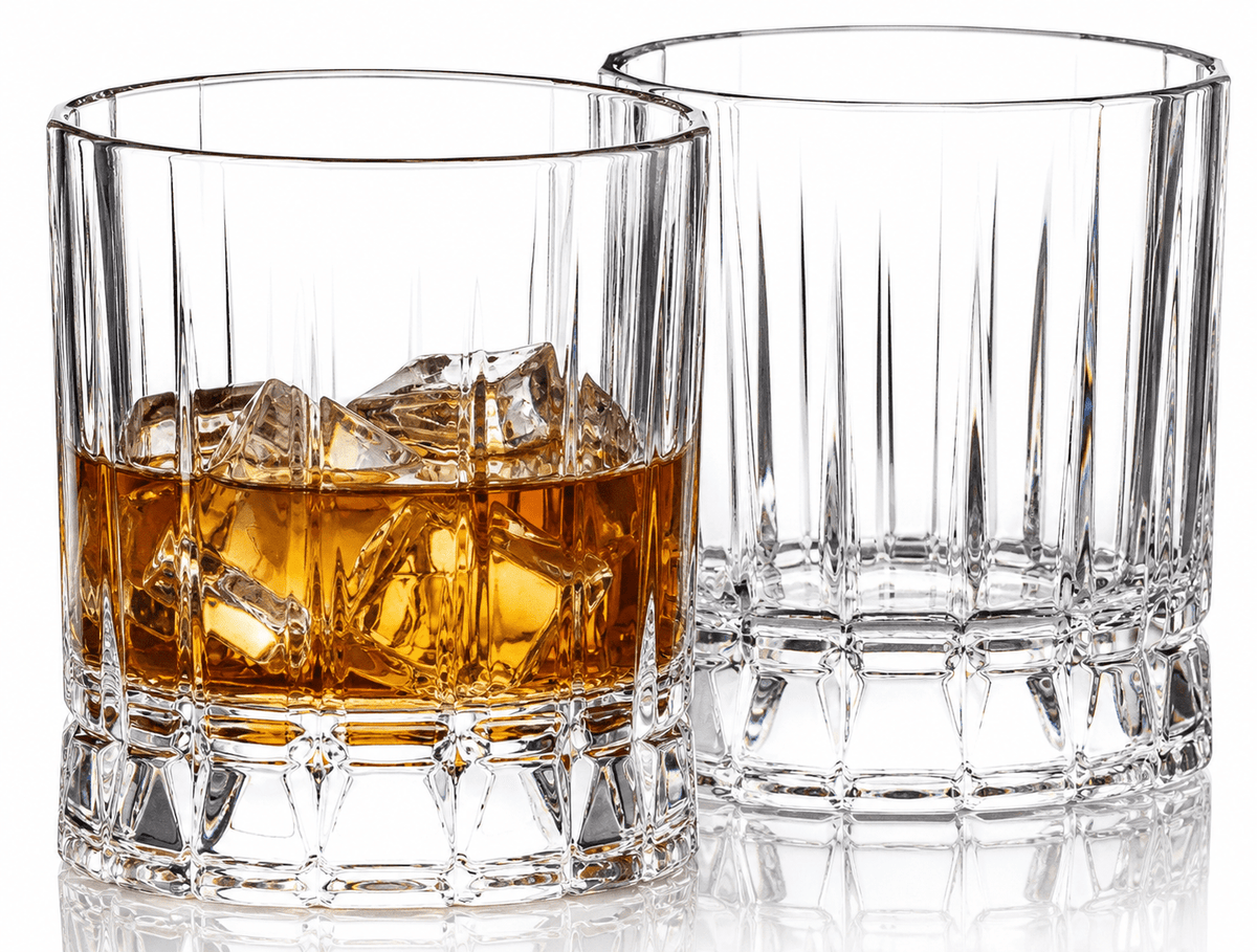 Crystal Bourbon Whiskey Glass Harry Truman-Inspired Old Fashioned Tumbler, 2-Piece Set (Gift Box Collection)
