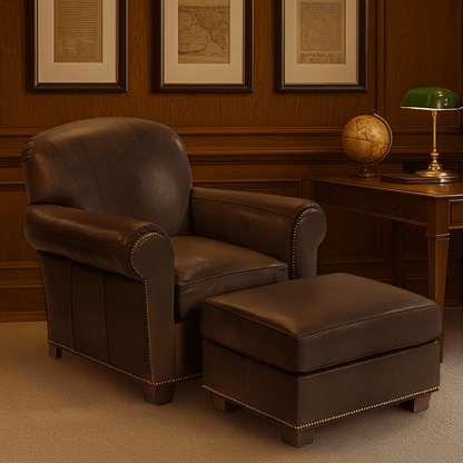 “Hyde Park” Library Chair (with Legacy Footstool). - HISTORY COMPANY