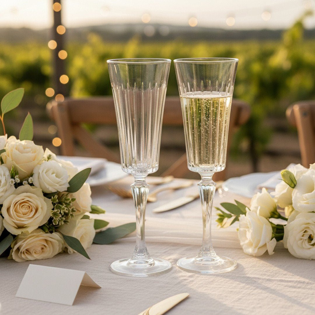 Italian Wedding Crystal Champagne Toasting Flute – Luxury 2 - Piece Set "For the Bride and Groom" (Gift Box Collection) - HISTORY COMPANY