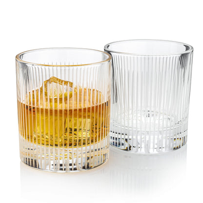 Leonardo DaVinci “Hand Cut” Luxe Crystal Double Rocks Glass, 2 - Piece Set (La Collection du Louvre) - HISTORY COMPANY