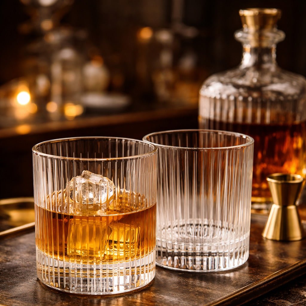 Leonardo DaVinci “Hand Cut” Luxe Crystal Double Rocks Glass Set