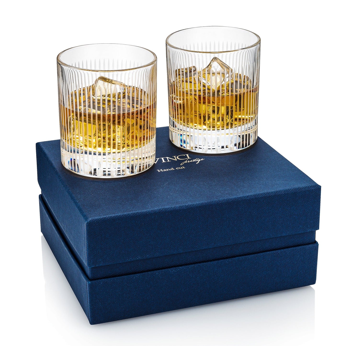 Leonardo DaVinci “Hand Cut” Luxe Crystal Double Rocks Glass, 2 - Piece Set (La Collection du Louvre) - HISTORY COMPANY