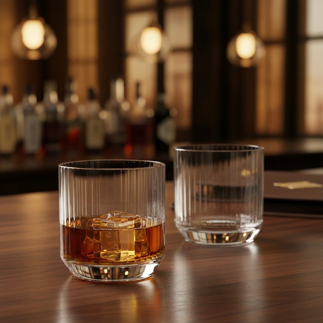 "Longchamps" 1950s Rocks Glass – 2 - Piece Set of Vintage Executive Barware (Gift Box Collection) - HISTORY COMPANY