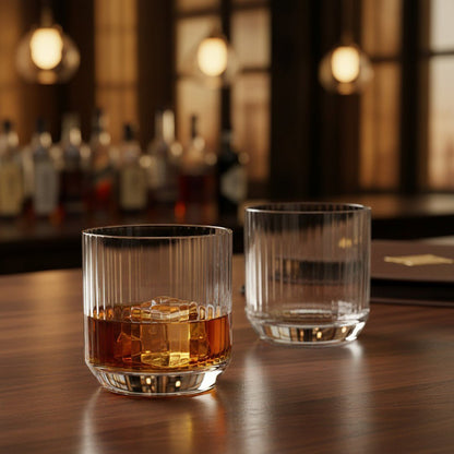 "Longchamps" 1950s Rocks Glass – 2 - Piece Set of Vintage Executive Barware (Gift Box Collection) - HISTORY COMPANY