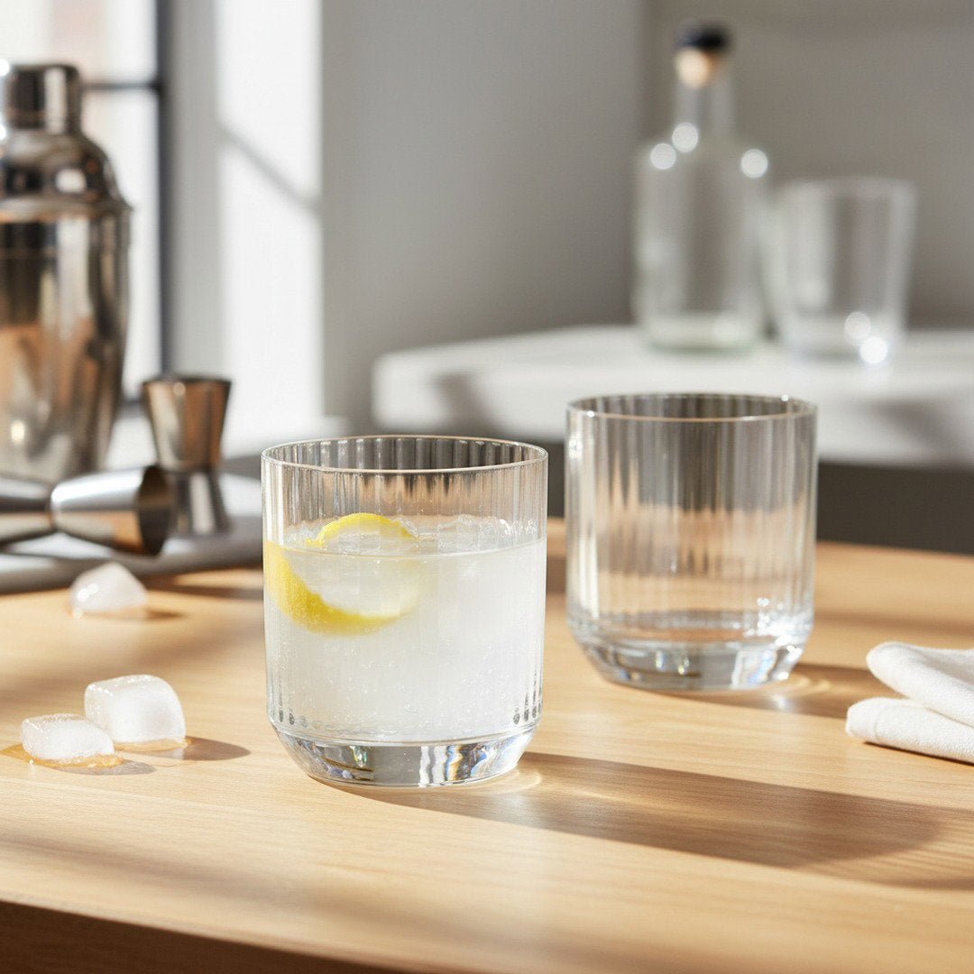 "Longchamps" 1950s Rocks Glass – 2 - Piece Set of Vintage Executive Barware (Gift Box Collection) - HISTORY COMPANY