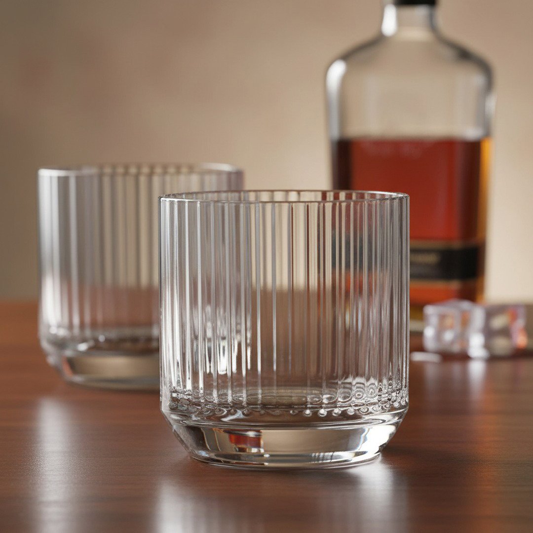 "Longchamps" 1950s Rocks Glass – 2 - Piece Set of Vintage Executive Barware (Gift Box Collection) - HISTORY COMPANY