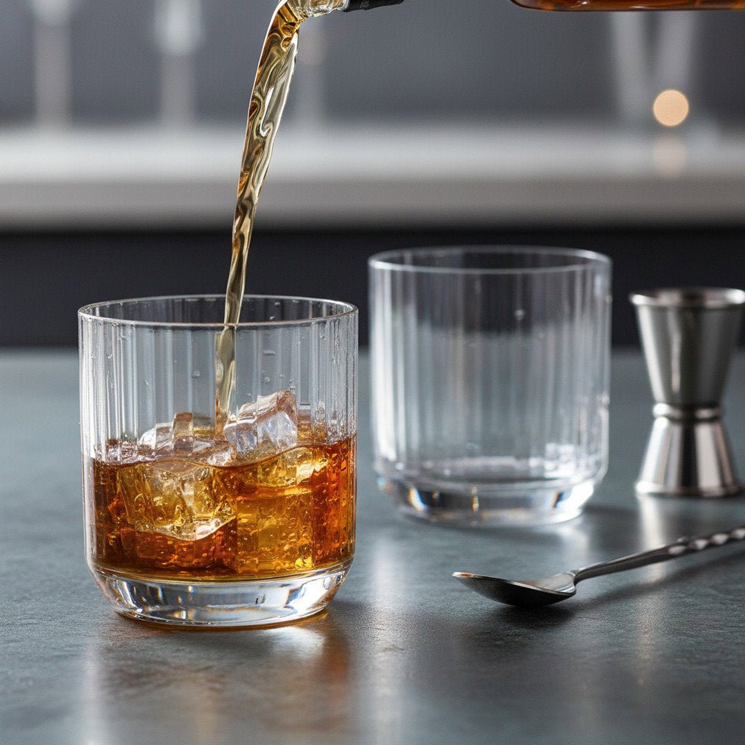 "Longchamps" 1950s Rocks Glass – 2 - Piece Set of Vintage Executive Barware (Gift Box Collection) - HISTORY COMPANY