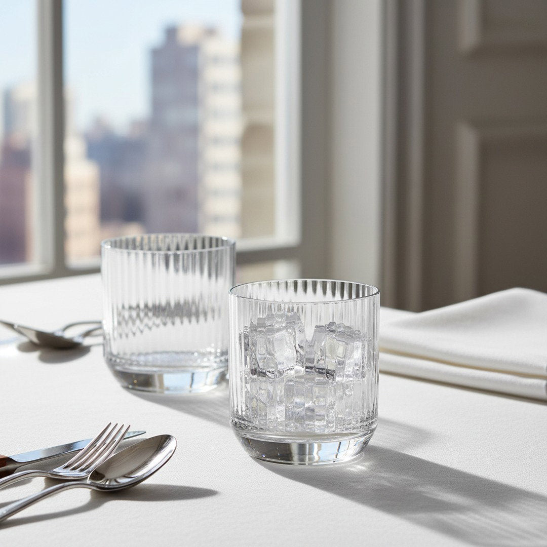 "Longchamps" 1950s Rocks Glass – 2 - Piece Set of Vintage Executive Barware (Gift Box Collection) - HISTORY COMPANY