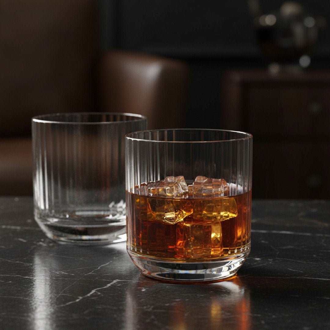 "Longchamps" 1950s Rocks Glass – 2 - Piece Set of Vintage Executive Barware (Gift Box Collection) - HISTORY COMPANY