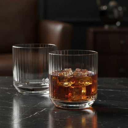 "Longchamps" 1950s Rocks Glass – 2 - Piece Set of Vintage Executive Barware (Gift Box Collection) - HISTORY COMPANY