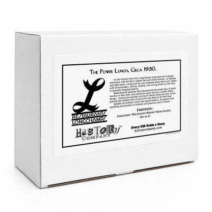 "Longchamps" 1950s Rocks Glass – 2 - Piece Set of Vintage Executive Barware (Gift Box Collection) - HISTORY COMPANY