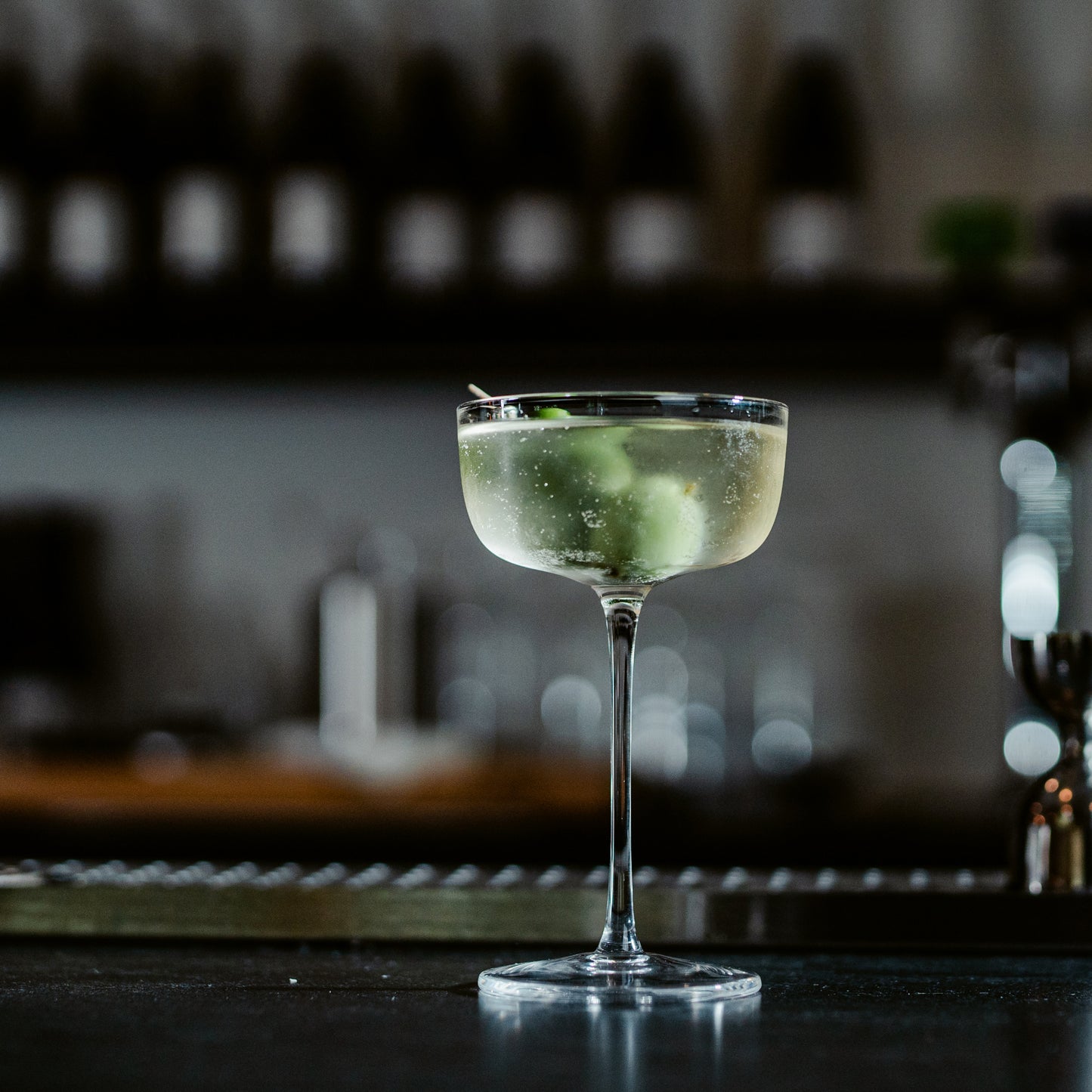 Elegant stemmed cocktail glass for upscale home bar and gift presentation.