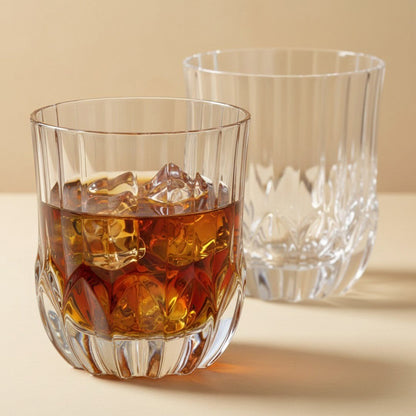 Luxury Italian Restaurant Crystal Double Rocks Glass – "Artisan - Sculpted" 2 - Piece Set (Gift Box Collection) - HISTORY COMPANY