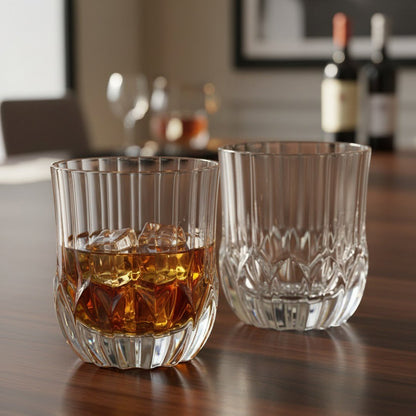Luxury Italian Restaurant Crystal Double Rocks Glass – "Artisan - Sculpted" 2 - Piece Set (Gift Box Collection) - HISTORY COMPANY