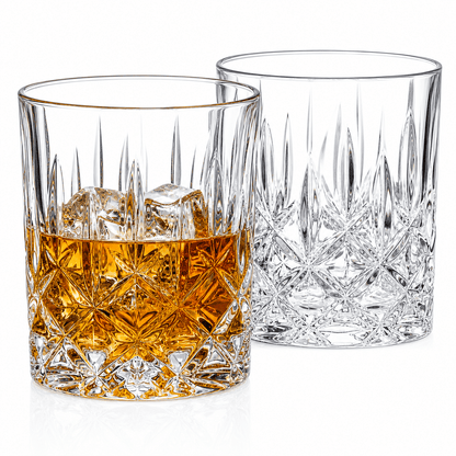 "Men's Bar" at the Astor Crystal Whiskey Glass – Best Gift for Bourbon Lovers – 2 - Piece Set (Gift Box Collection) - HISTORY COMPANY