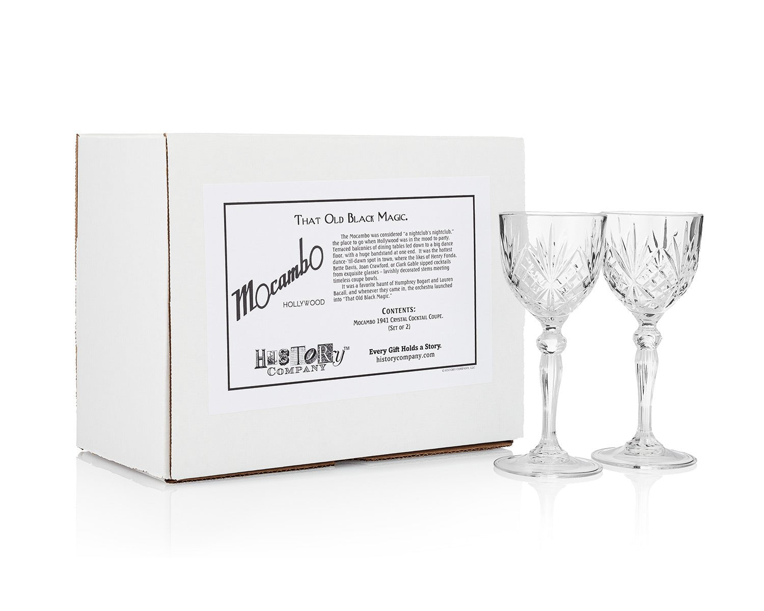 Mocambo 1941 Crystal Cocktail Glass - Nick & Nora - Style 2 - Piece Set (Gift Box Collection) - HISTORY COMPANY