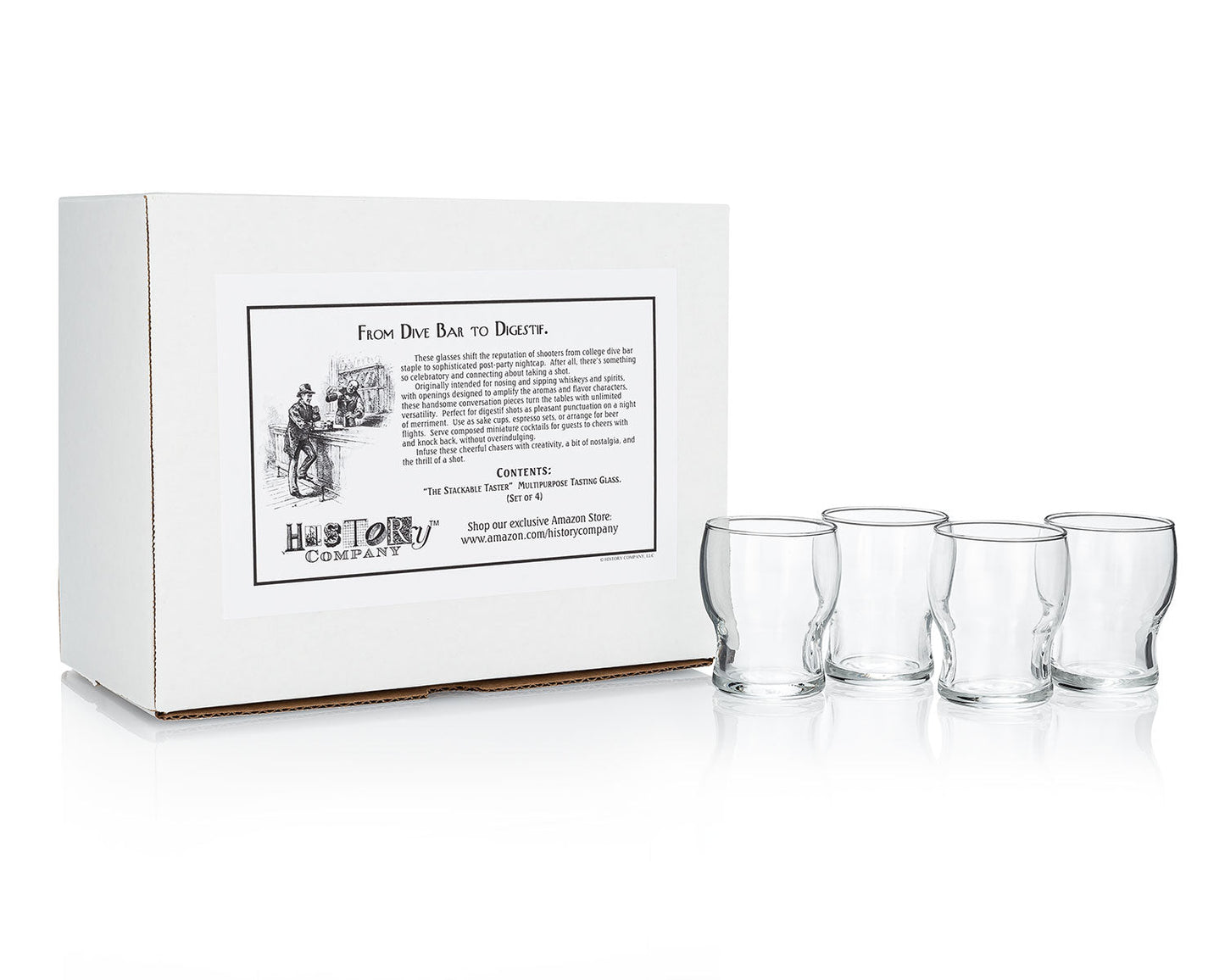 Multipurpose “Stackable Tasters” – Set of 4 Nosing & Sipping Glass for Miniature Cocktails & Craft Beer Flights (Gift Box Collection) - HISTORY COMPANY