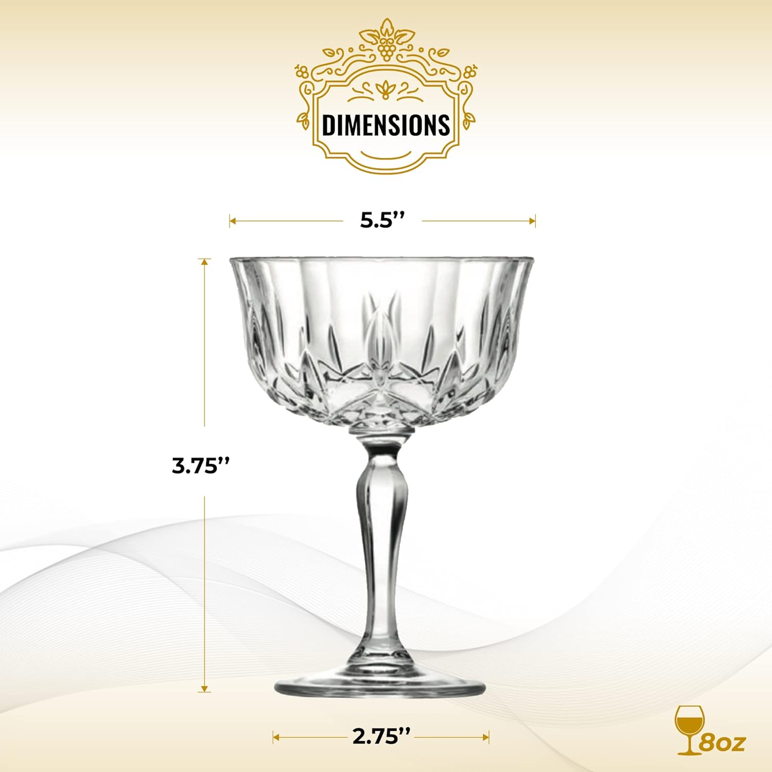Newport "Social Season" Crystal Cocktail Coupe Glass, Vintage-Inspired 2-Piece Set in Gift Box – HISTORY COMPANY. Elegant coupe glasses with a timeless design, perfect for classic cocktails and refined entertaining. Crafted from fine crystal, these glasses evoke the sophistication of Newport's storied social scene.