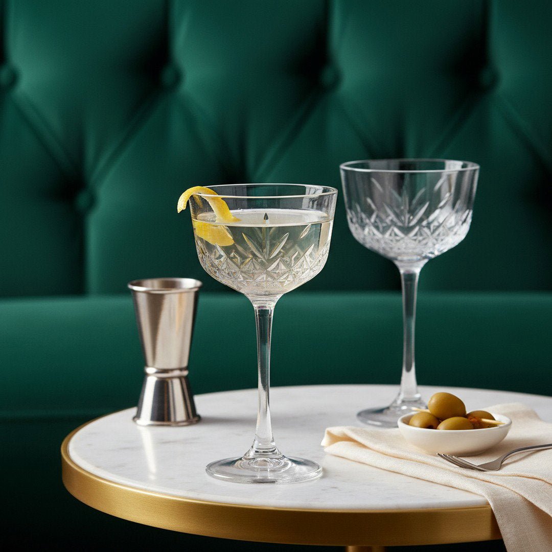 Nick & Nora Cocktail Glass – 1930s New York Speakeasy 2 - Piece Set (Gift Box Collection) - HISTORY COMPANY