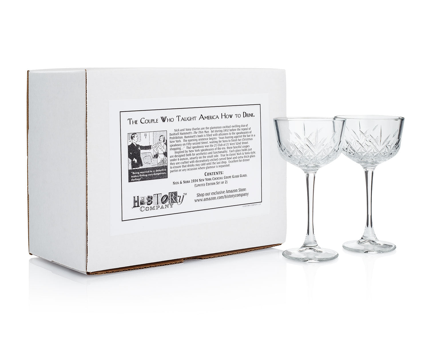 Nick & Nora Cocktail Glass – 1930s New York Speakeasy 2 - Piece Set (Gift Box Collection) - HISTORY COMPANY