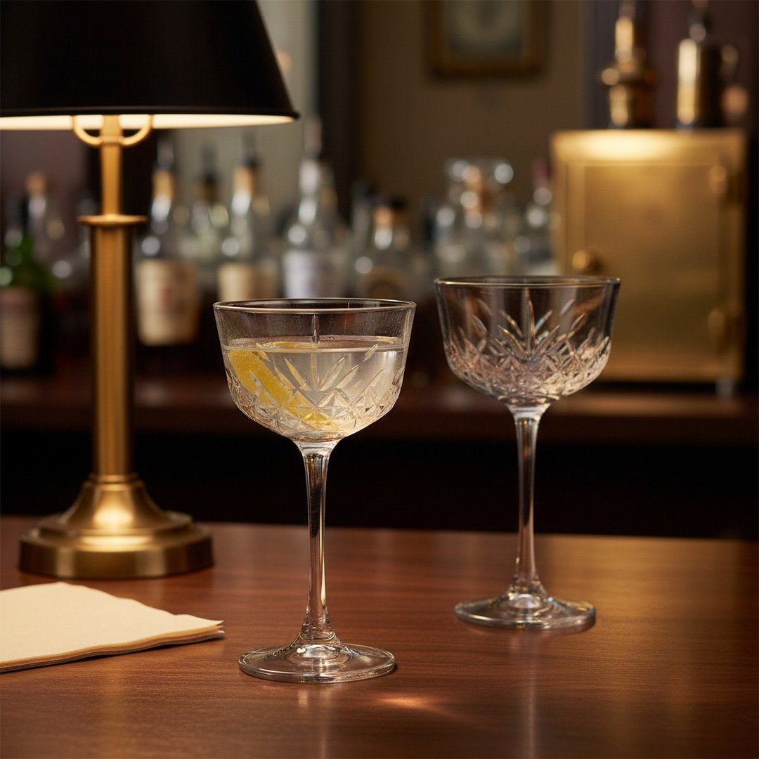 Nick & Nora Cocktail Glass – 1930s New York Speakeasy 2 - Piece Set (Gift Box Collection) - HISTORY COMPANY