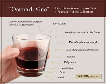 HISTORY COMPANY - The perfect Venetian-inspired wine glass set, Ombra di Vino brings timeless Italian craftsmanship to every pour. 