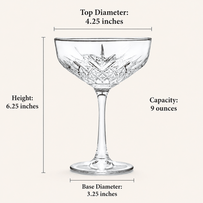 “Party of the Century” Cocktail Coupe Glass – Black and White Ball-Inspired, 2-Piece Set (Gift Box Collection) - HISTORY COMPANY