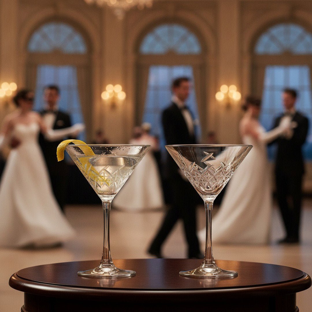 “Party of the Century” Martini Glass – Black and White Ball-Inspired, 2-Piece Set (Gift Box Collection) - HISTORY COMPANY