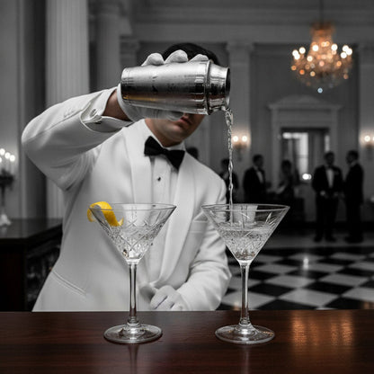 “Party of the Century” Martini Glass – Black and White Ball-Inspired, 2-Piece Set (Gift Box Collection) - HISTORY COMPANY