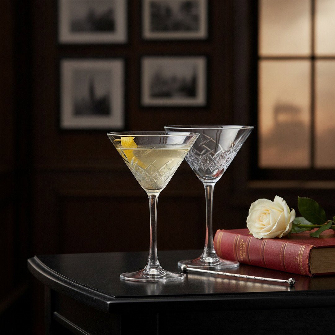 “Party of the Century” Martini Glass – Black and White Ball-Inspired, 2-Piece Set (Gift Box Collection) - HISTORY COMPANY