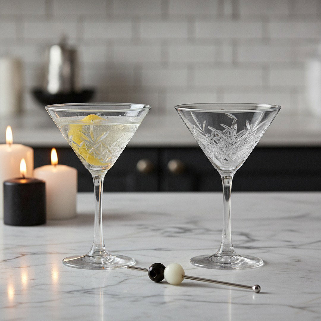 “Party of the Century” Martini Glass – Black and White Ball-Inspired, 2-Piece Set (Gift Box Collection) - HISTORY COMPANY