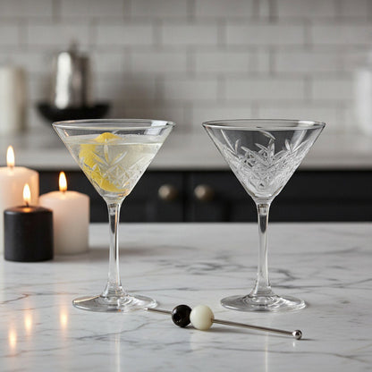 “Party of the Century” Martini Glass – Black and White Ball-Inspired, 2-Piece Set (Gift Box Collection) - HISTORY COMPANY