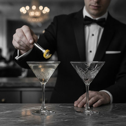 “Party of the Century” Martini Glass – Black and White Ball-Inspired, 2-Piece Set (Gift Box Collection) - HISTORY COMPANY