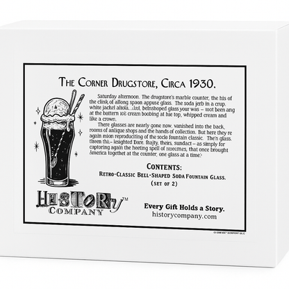 Retro - Classic Bell - Shaped Soda Fountain Glass - 16 - Ounces – Set of 2 (Gift Box Collection) - HISTORY COMPANY