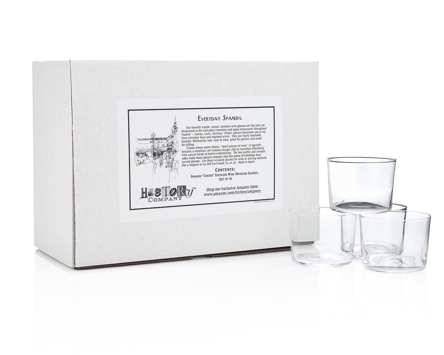 HISTORY COMPANY - The perfect Spanish Bodega Chatos Wine Glass Set, a 4-piece collection crafted for tapas and fine wines.