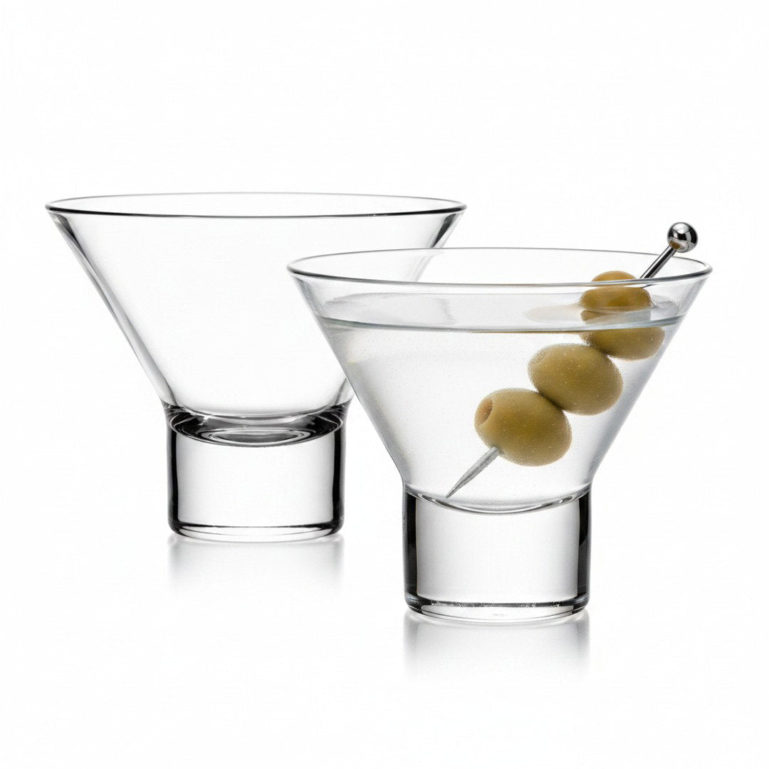 SS France “Bar de l’Atlantique” Stemless Martini Glass, 1962 Ocean Liner 2 - Piece Set (Gift Box Collection) - HISTORY COMPANY