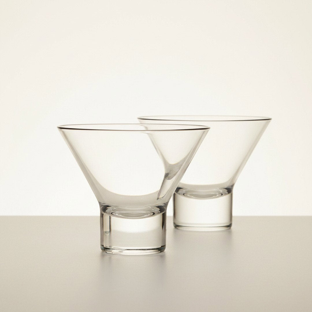 SS France “Bar de l’Atlantique” Stemless Martini Glass, 1962 Ocean Liner 2 - Piece Set (Gift Box Collection) - HISTORY COMPANY