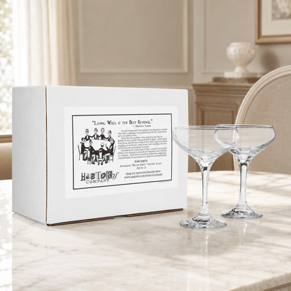 The 1930 "Algonquin Round Table" Classic Cocktail Coupe Glass, 2 - Piece Set (Gift Box Collection) - HISTORY COMPANY