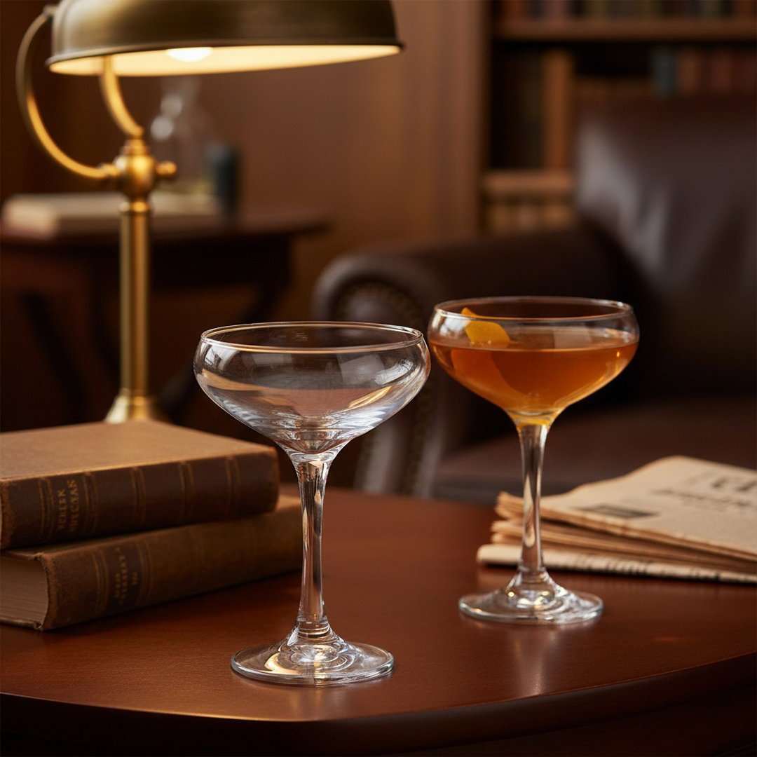 The 1930 "Algonquin Round Table" Classic Cocktail Coupe Glass, 2 - Piece Set (Gift Box Collection) - HISTORY COMPANY