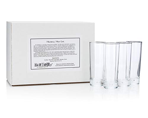 HISTORY COMPANY - Classic New York “Long Drink” Highball Glasses, Set of 4 – Perfect for tall cocktails and coolers.