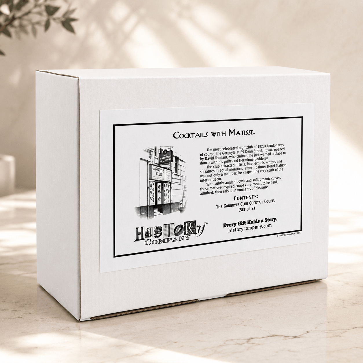 The Gargoyle Club Cocktail Coupe, “1920s London After - Dark” 2 - Piece Set (Gift Box Collection) - HISTORY COMPANY