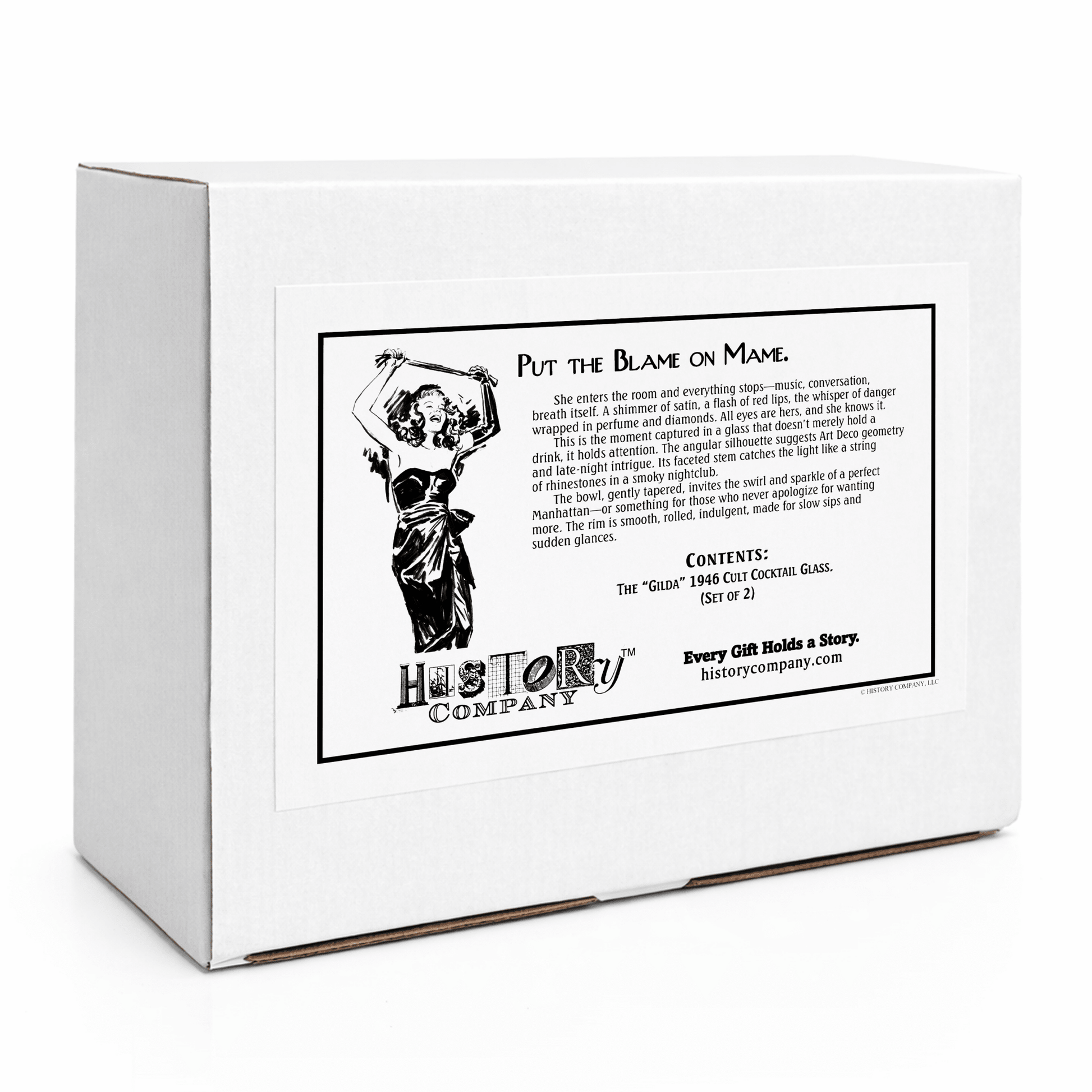 The “Gilda” 1946 Cult Cocktail Glass, 2 - Piece Set (Gift Box Collection) - HISTORY COMPANY