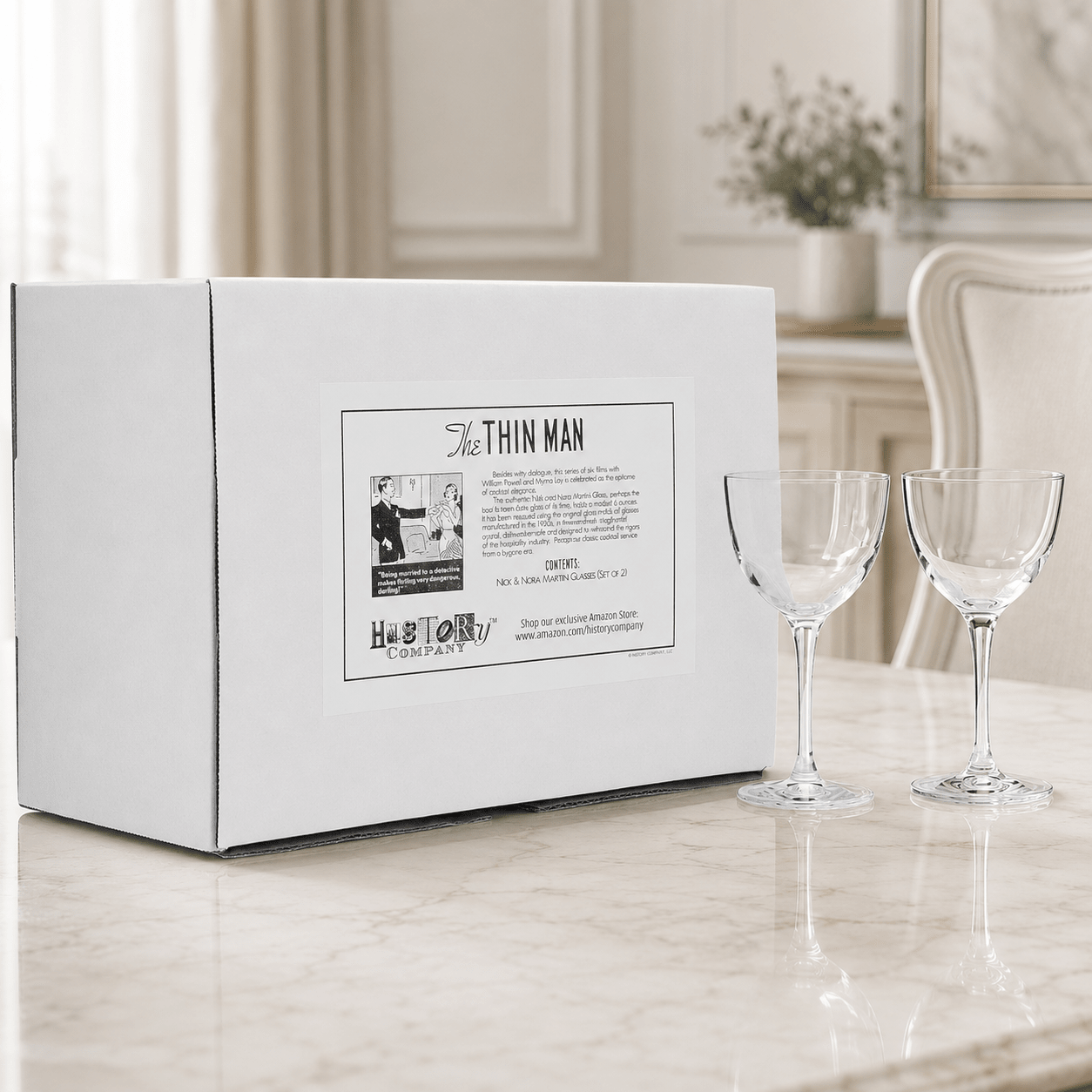 "The Original" Nick & Nora Crystal Coupette - Style Glass – Iconic 2 - Piece Set (Gift Box Collection) - HISTORY COMPANY