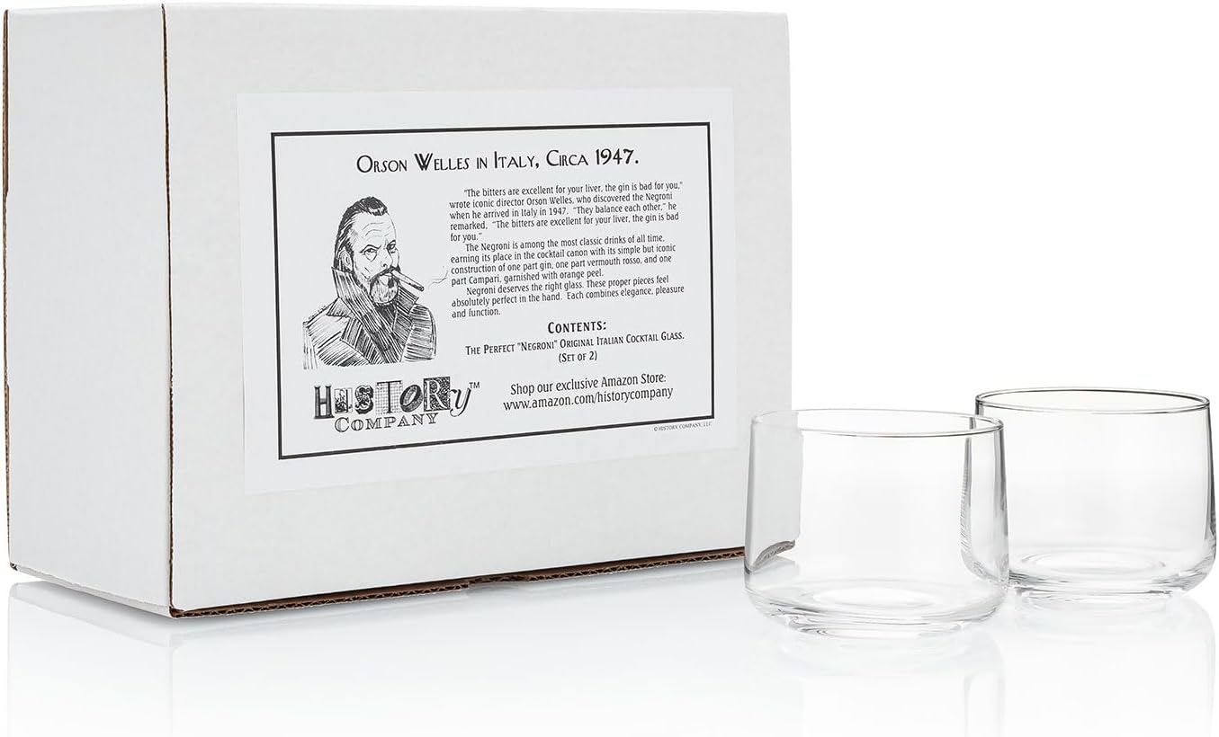 HISTORY COMPANY - Original Italian Negroni Glasses, 11oz Set of 2 – Perfect for classic cocktails.