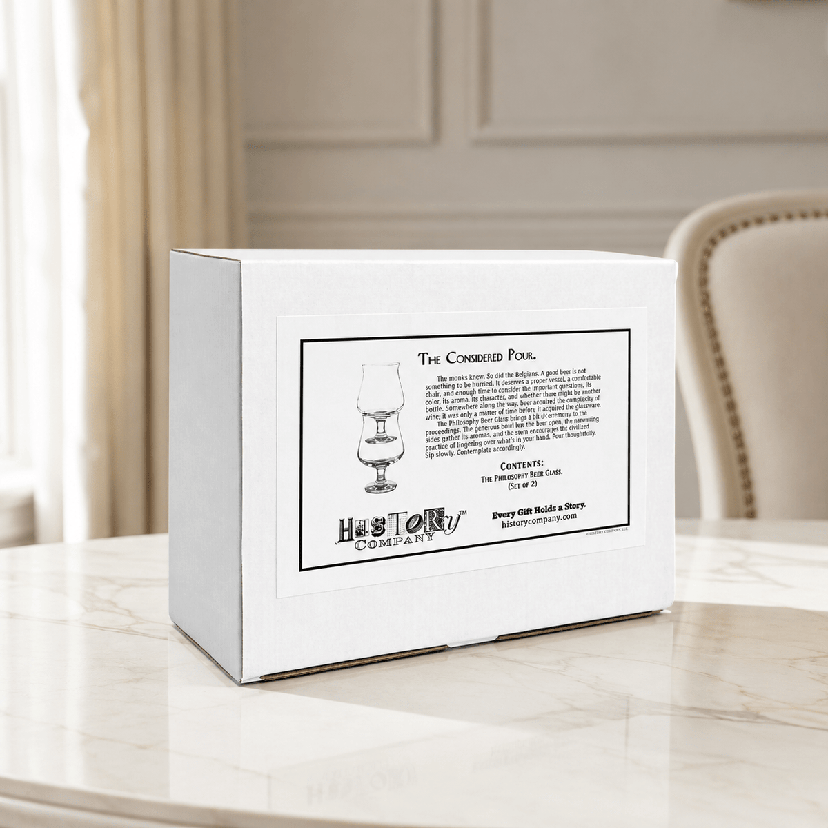 The Philosophy Beer Glass, “Stackable and Stemmed” 2-Piece Set (Gift Box Collection) - HISTORY COMPANY