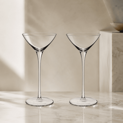 The Two-Sip Martini Glass, Refined Cocktail Minimalism, 2-Piece Set (Gift Box Collection) - HISTORY COMPANY
