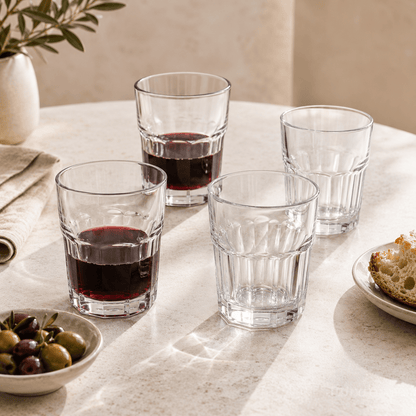 Trattoria - Style “Vino da Tavola” Stemless Wine Glass, 4 - Piece Stackable Set (Gift Box Collection) - HISTORY COMPANY