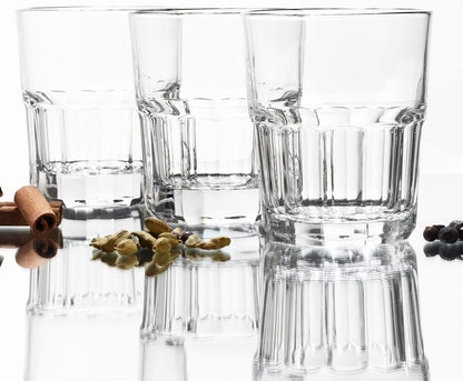 HISTORY COMPANY - A 4-piece set of Italian 'Vino da Tavola' Wine Glasses, blending stackable convenience with rustic charm. 